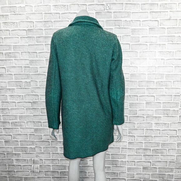 Agnes b. Paris Women's 3 Button wool Long Coat in Green tweed sz 3 - Picture 4 of 8